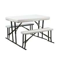 Faulkner Folding Outdoor Camp Table, 44 inch, White, Polyethylene
