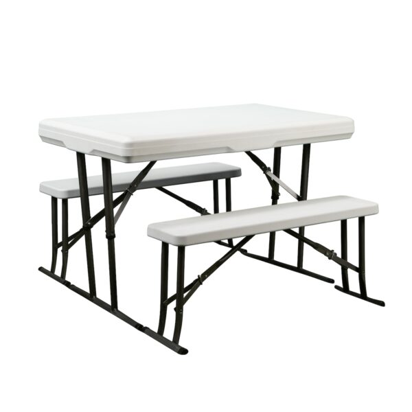 Faulkner Folding Outdoor Camp Table, 44 inch, White, Polyethylene