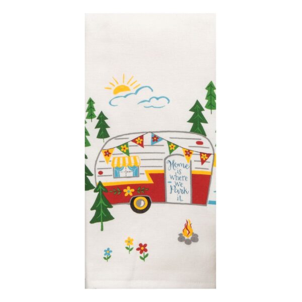 Kay Dee Designs Happy Camper Kitchen Towel, 16 x 26 in, White Cotton