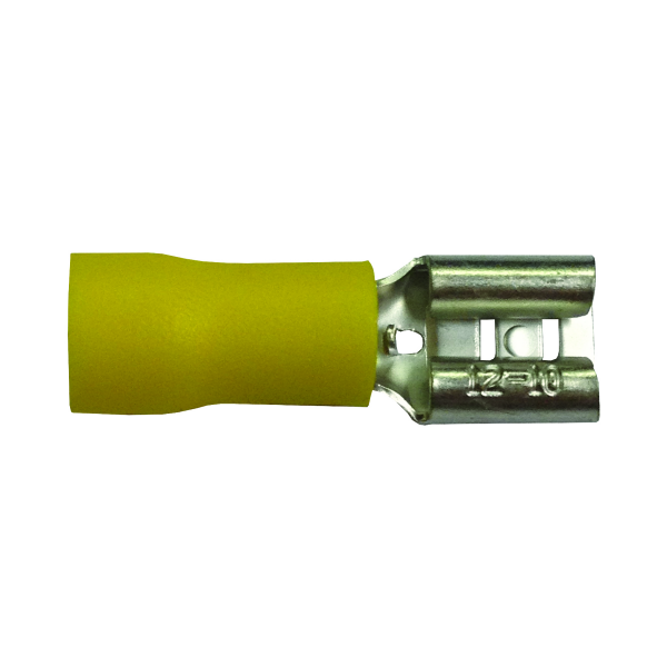 WirthCo 1/4 Inch Quick-Disconnect Female Terminal, 12–10 Gauge, Yellow