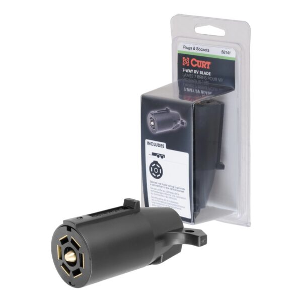 CURT 7-Way RV Trailer Wiring Connector, Black
