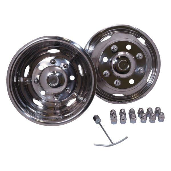 Coast To Coast 17-Inch 8-Lug Wheel Simulator, Polished Stainless Steel, Set of 4