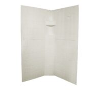 Specialty Recreation 3-Piece Neo-Angle Surround, 32" x 32" x 67", Parchment, Faux Tile
