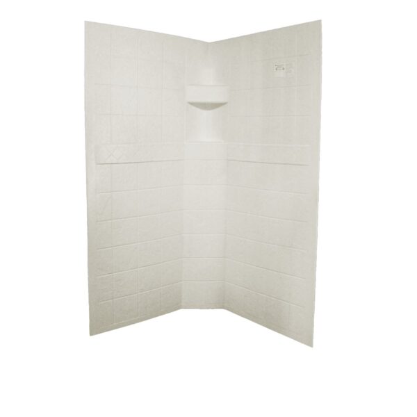 Specialty Recreation 3-Piece Neo-Angle Surround, 32" x 32" x 67", Parchment, Faux Tile