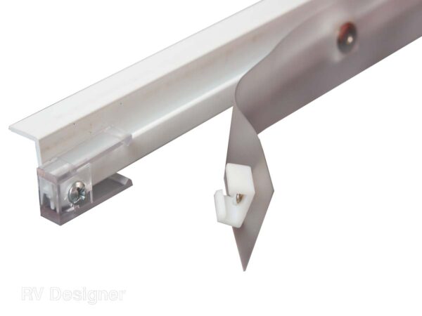 RV Designer Ceiling Curtain Track, 45 Inch, White with Glide Tape