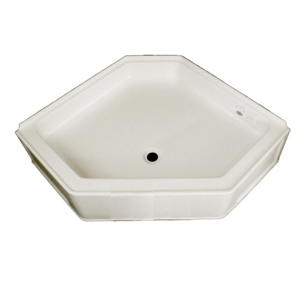 Specialty Recreation Neo-Angle Shower Pan, 34" x 34", Parchment White