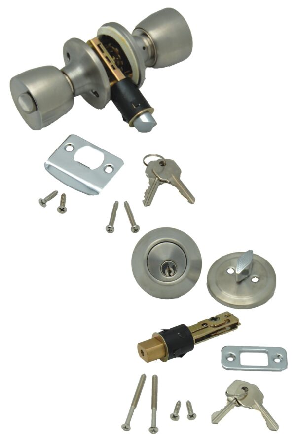 AP Products Interior Door Combo Lock Set, Silver, Knob with Deadbolt