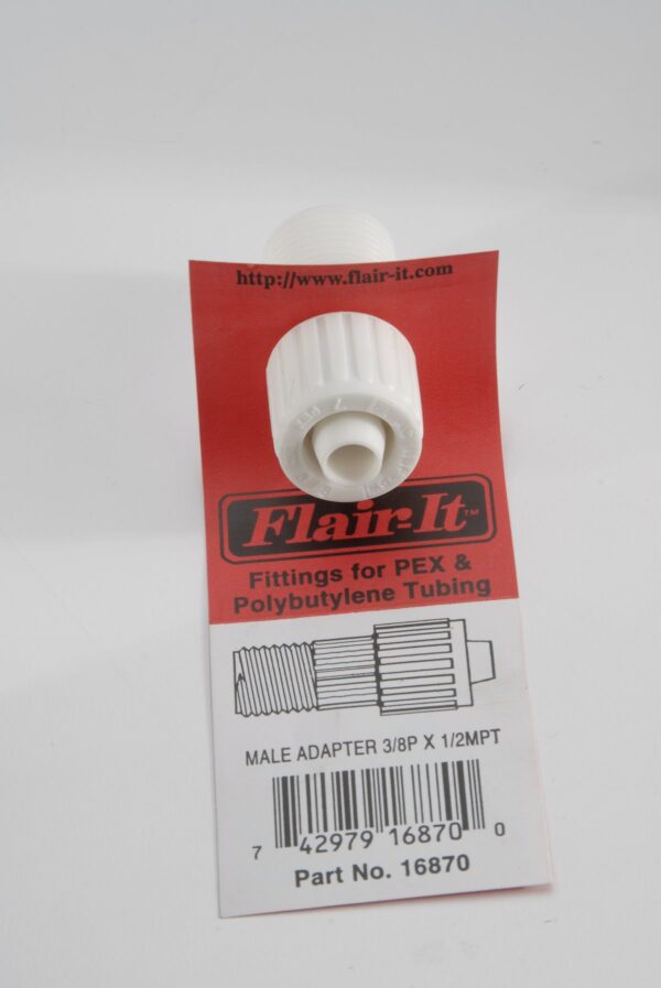 Elkhart Supply 3/8 Inch to 1/2 Inch Fresh Water Adapter, Male Threads, White