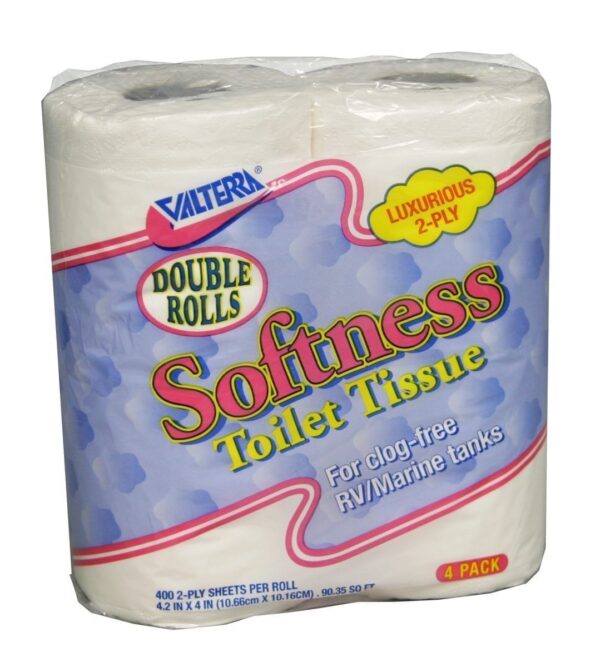 Valterra RV Toilet Tissue, 2-Ply, 400 Sheets, Pack of 4