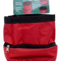 Valterra Pet Travel Bowl Set, Food and Water, Black/Red Polyester