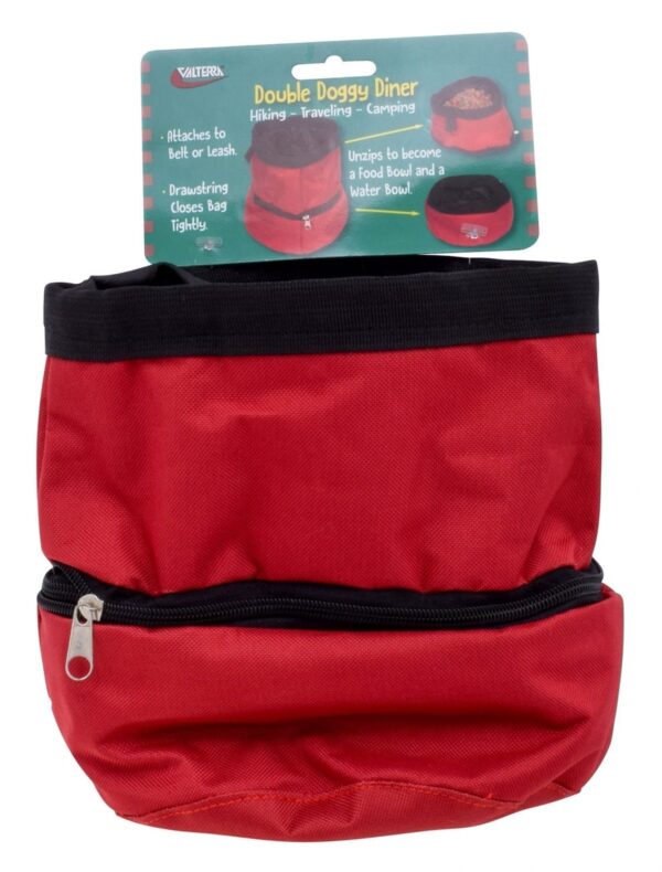 Valterra Pet Travel Bowl Set, Food and Water, Black/Red Polyester