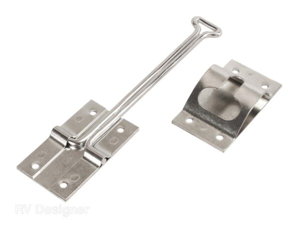 RV Designer Self-Closing Door Holder, 6 in, Silver
