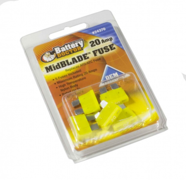 WirthCo 20 Amp Yellow Blade ATO/ATC Fuse, Pack of 5