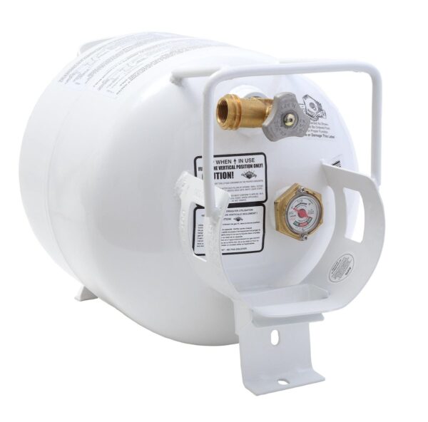 Flame King 5 Gallon Propane Tank, 13" x 18", White Steel with Gauge and OPD Valve