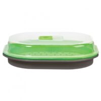 Progressive RV 1-Quart Microwave Steamer, Oval, Clear/Green