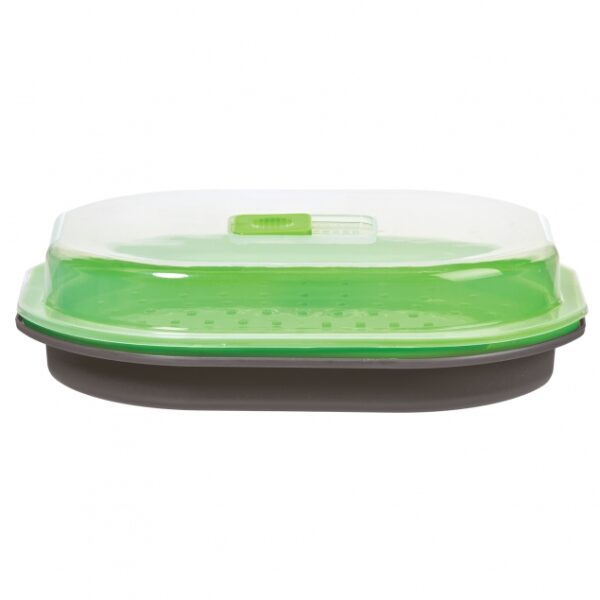 Progressive RV 1-Quart Microwave Steamer, Oval, Clear/Green