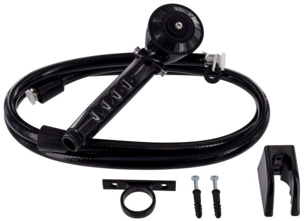 Phoenix Hand-Held Shower Head with Hose, Black, Shut-Off Valve