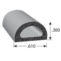 Trim-Lok Weather Stripping, EPDM Rubber, 0.36" x 0.61" Adhesive-Backed, 500 ft