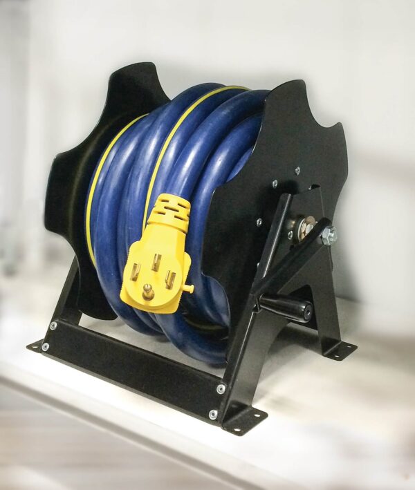 MORryde Power Cord Reel (Holds 30 Feet, Steel, Black)