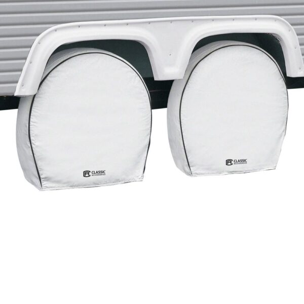Classic Accessories Tire Cover, 24-27" Wheels, White, Pack of 4
