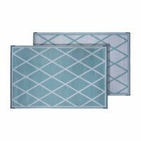 Faulkner 20' x 8' Reversible Polypropylene Outdoor Patio Mat, Turquoise/White Diamond