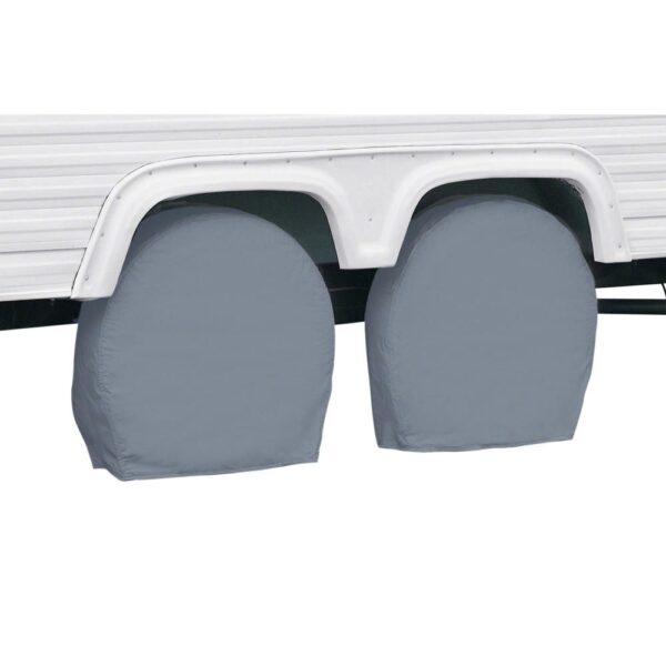 Classic Accessories Tire Cover, Gray Vinyl, 27-30in Wheel, Pack of 2