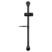 Dura Faucet Shower Slide Bar, 25 Inch, Black Brass and Plastic, with Wall Bracket and Soap Dish