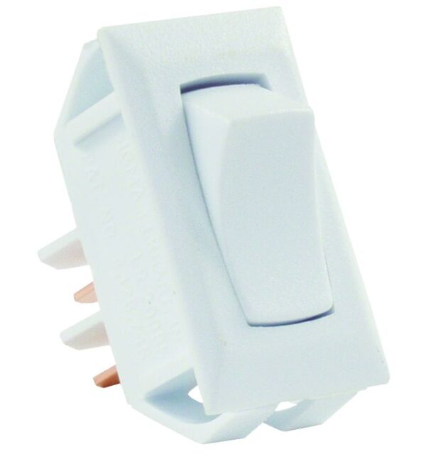 JR Products Rocker Switch, SPST, Momentary, 5-13A, White