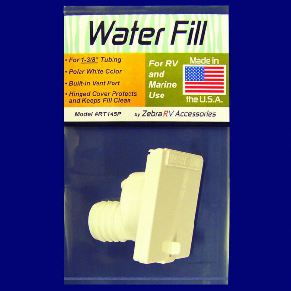 Zebra RV Fresh Water Inlet, 1.375 Inch Hose Barb, Polar White