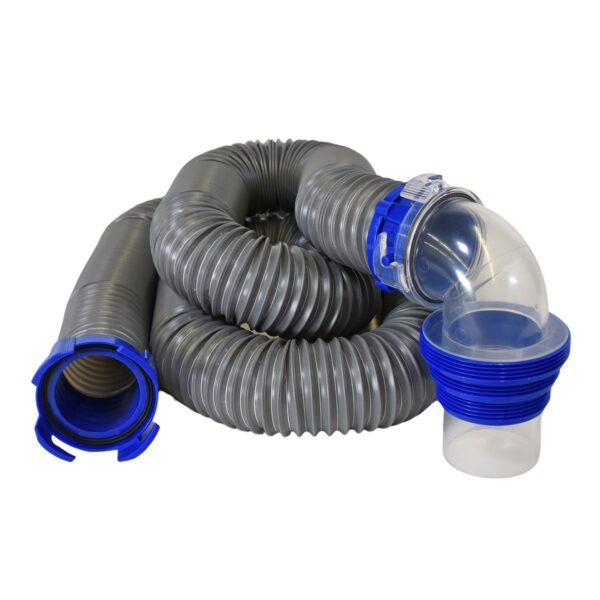 Duraflex 3 Inch Sewer Hose, 30 Feet, Gray, Wire Reinforced, Gator Kit