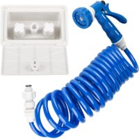 Dura Faucet Exterior Spray Box with Temperature Control, White, 15 Foot Hose
