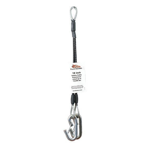 Demco Safety Cable Extension, 7,000 lb, 18" Length, Hook and Eye, Black