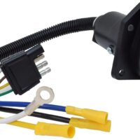 Valterra 4-Way Flat to 7-Way Round Trailer Adapter, Black