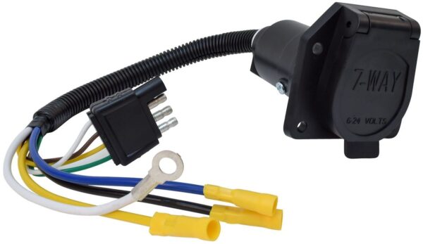 Valterra 7-Pin to 4-Flat Trailer Wiring Adapter, Black