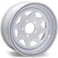 Americana 14 x 5.5 in Steel Trailer Wheel, 5 x 4.50 in Bolt Pattern, White with Red and Blue Stripes