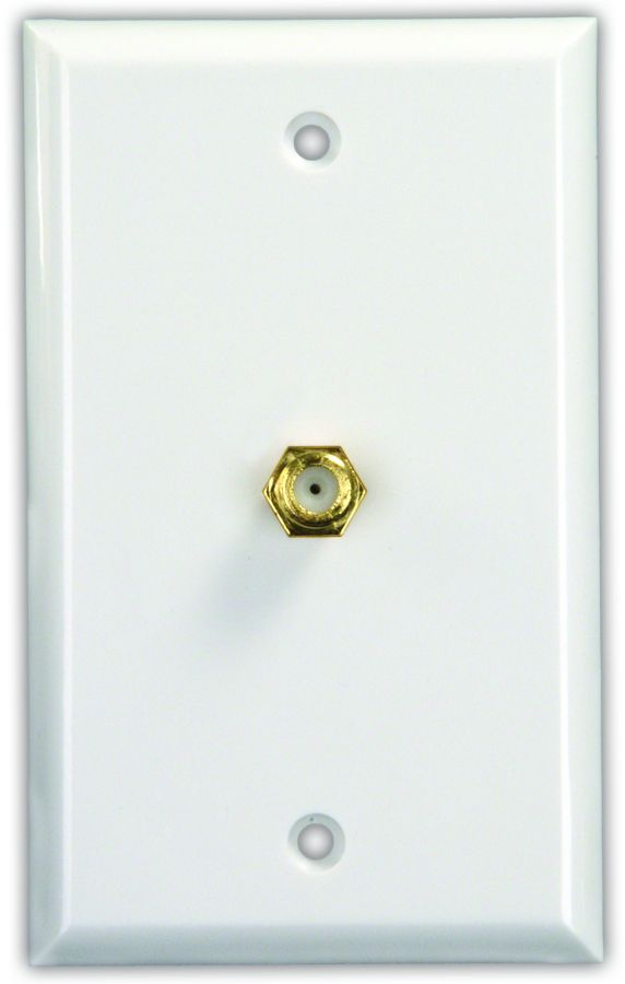 JR Products TV Cable Entry Plate, Polar White, Interior Wall Mount