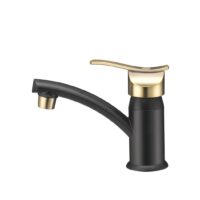 Dura Faucet Compact RV Lavatory Faucet, Low Arc, Black/Gold