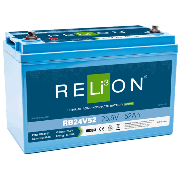 RELiON 24 Volt 52 Ah Lithium Deep Cycle Battery