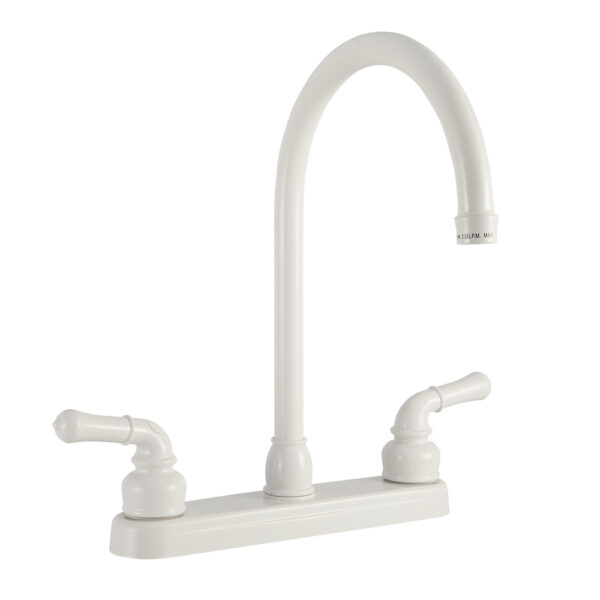 Dura Faucet Single-Piece Kitchen Faucet with High-Arc Spout, Polished White