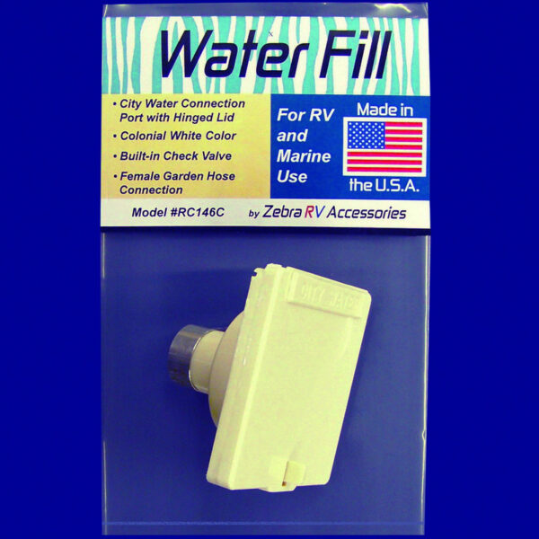 Zebra RV Fresh Water Inlet, Recessed Mount, 3-1/2 Inch, Colonial White