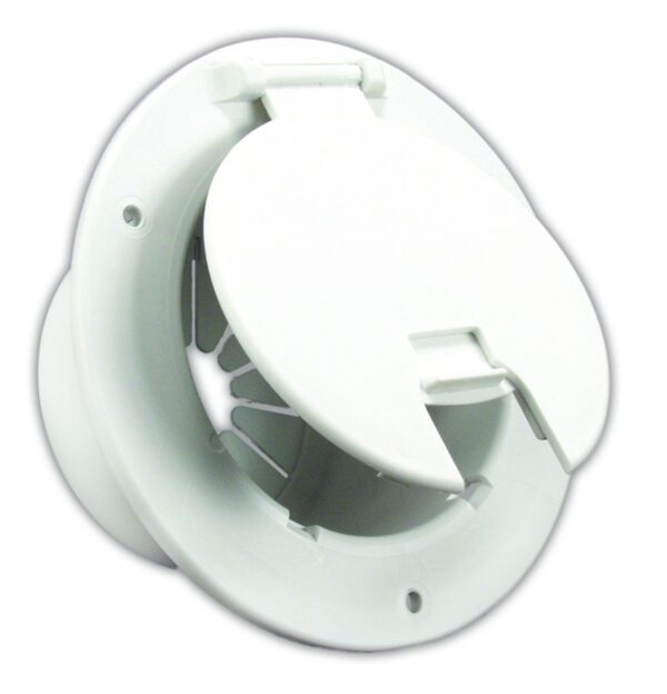 JR Products Round Electrical Cord Hatch, 30/50 Amp, Polar White