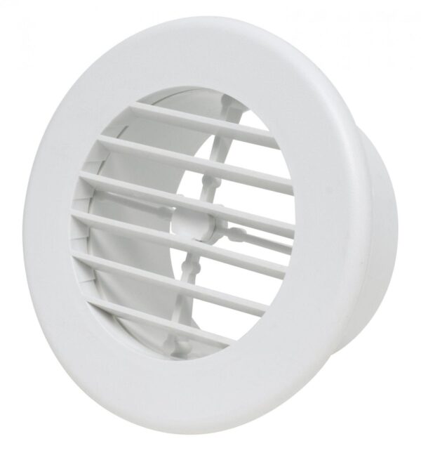 Valterra Heating/Cooling Register, 4" Round, White Plastic, No Damper