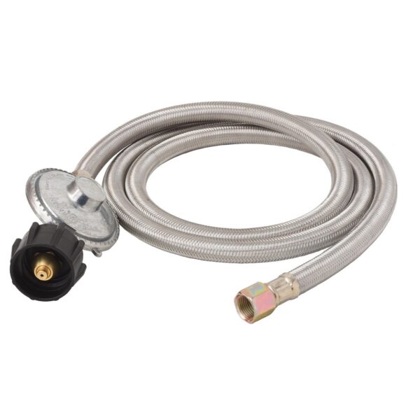 Flame King Propane Hose with Regulator, 5 Foot, 3/8 Inch, Low Pressure