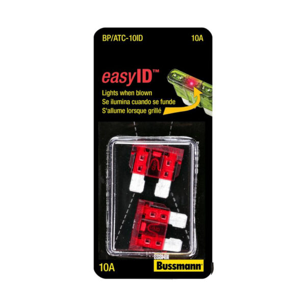 Bussmann Easy ID Blade Fuse, Red, ATC 10 Amp, Pack of 2
