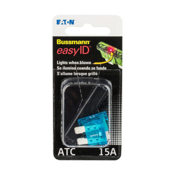 Bussmann Easy ID Blade Fuse, Blue, ATC 15 Amp, Pack of 2