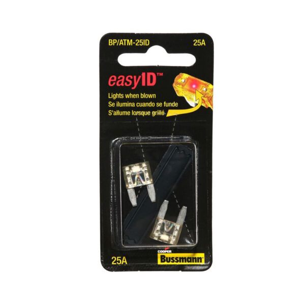 Bussmann Easy ID Blade Fuse, Clear, ATM 25 Amp, Pack of 2