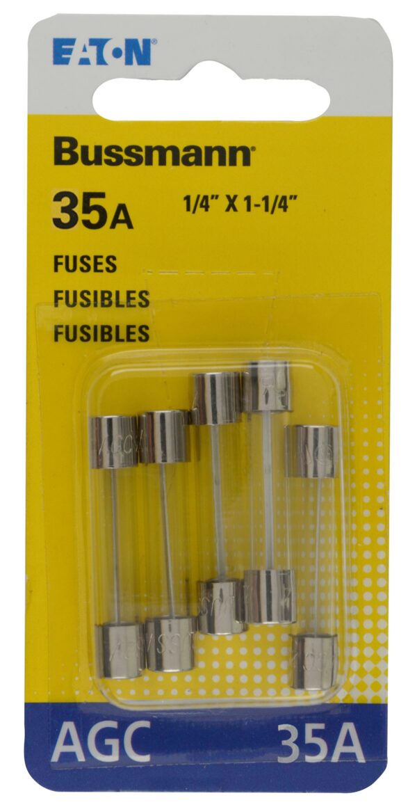 Bussmann Glass Tube Fuse, 35 Ampere AGC, Pack of 5