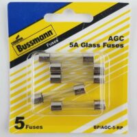 Bussmann Glass Tube Fuse, 5 Ampere AGC, Pack of 5